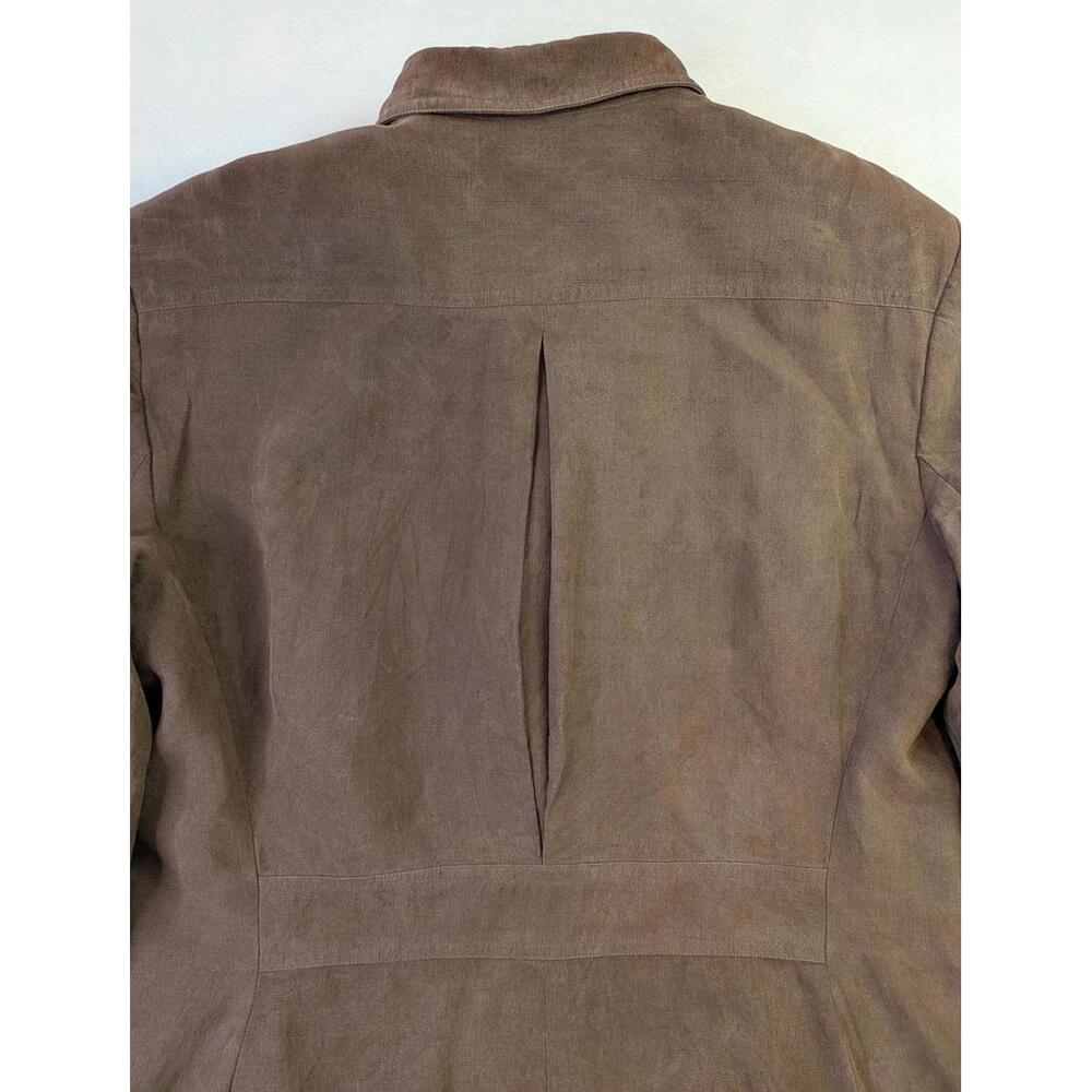 Ralph Lauren Women’s Size 4 Brown Silk & Linen Button Up Blazer Jacket - Picture 6 of 9